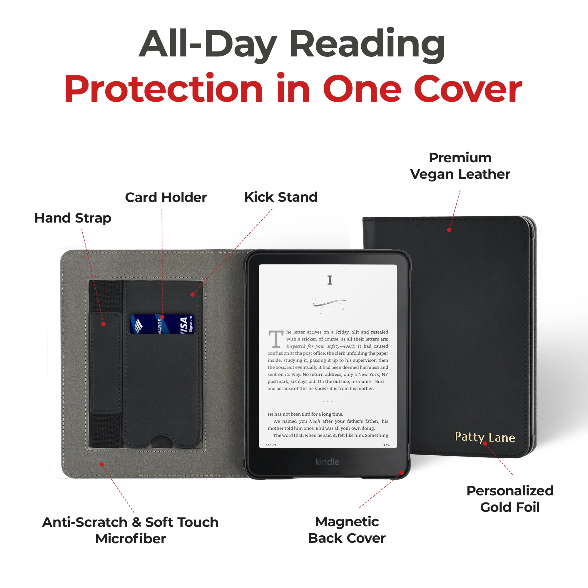 Kindle Leather Case- Black